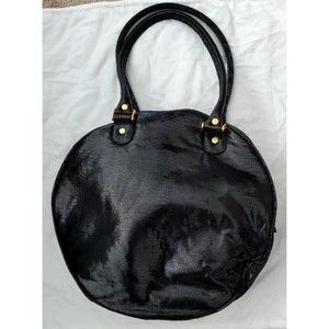 WORTH NEW YORK Faux Leather Black Snakeskin Purse Large HandBag Tote W/Dust Bag